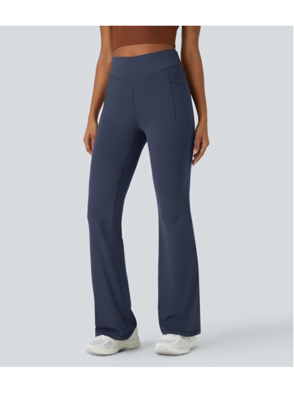 Halara UltraSculpt™ Mid Rise Tummy Control Flare Leggings Indigo Size M NWT